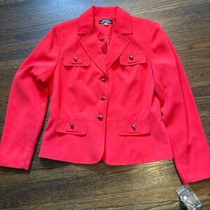 Chic Red Blazer with Button Details